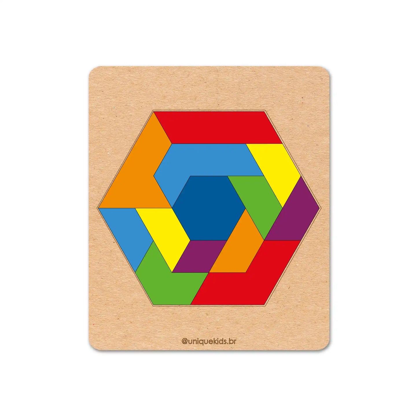 Combo Tangram: 4 unidades (Quadrado, Hexágono, Losango e Coração)