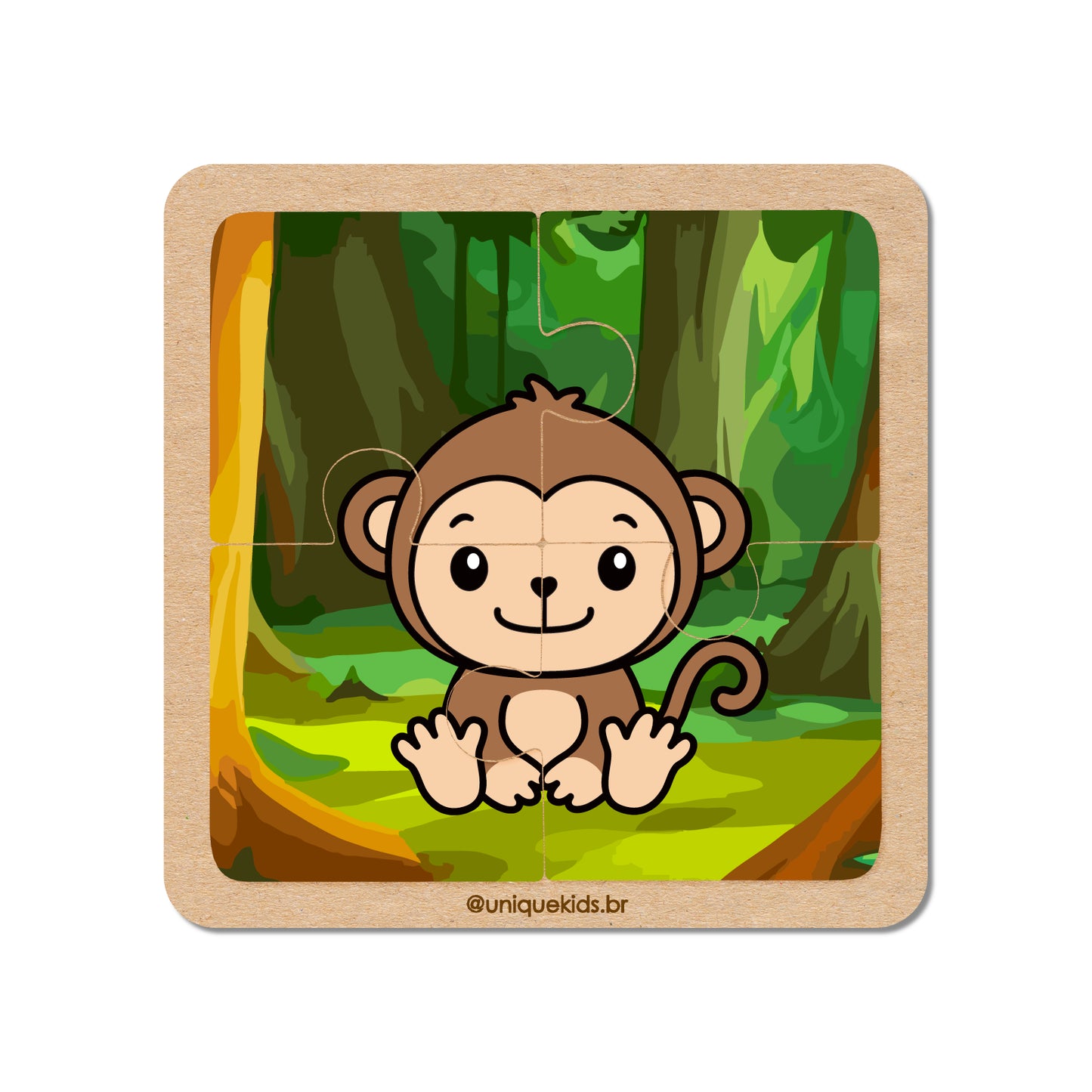 Combo Quebra-Cabeça 4 peças: 3 unidades (Hipopótamo, Macaco e Zebra)
