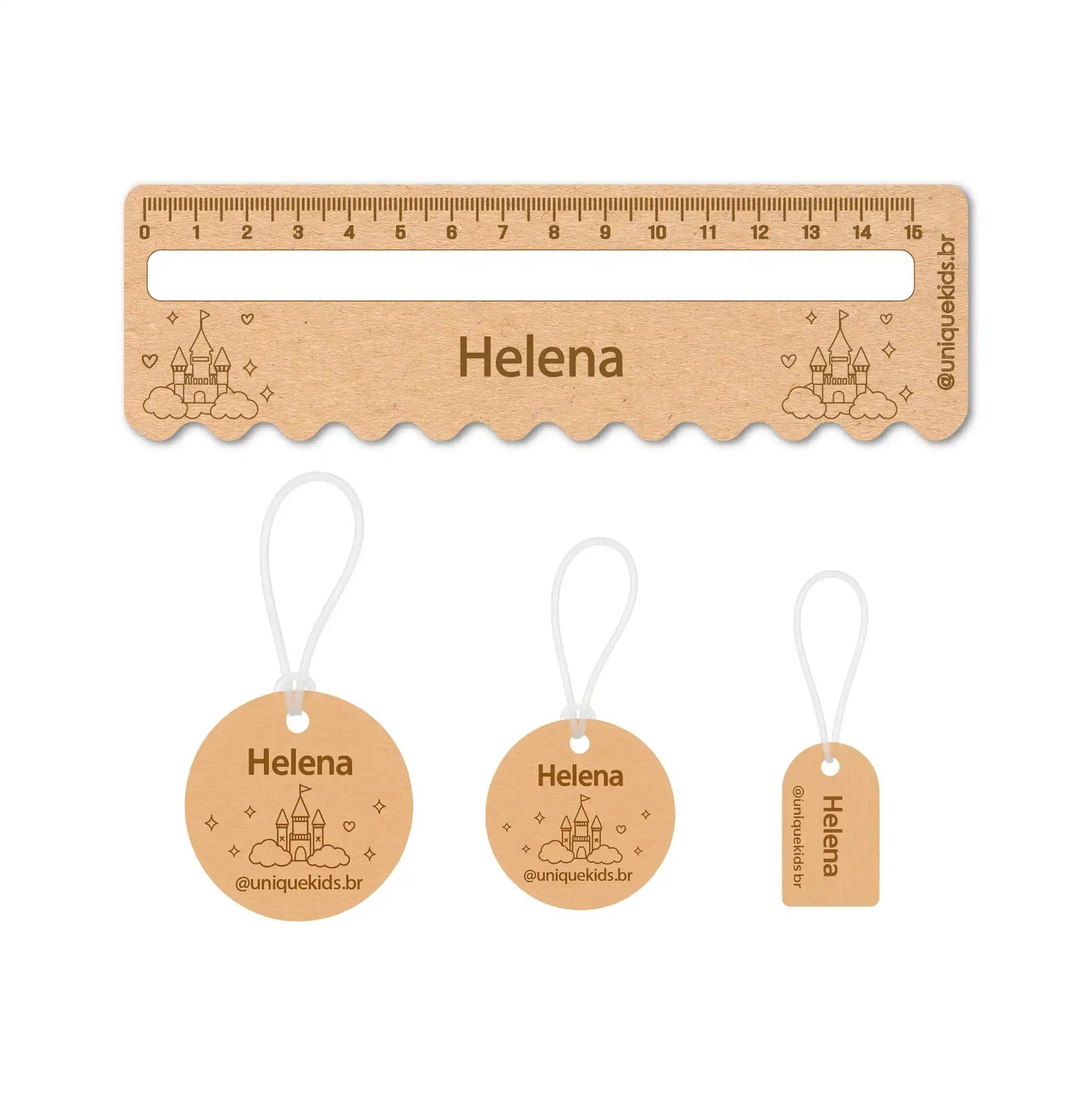 Tags para mochila + régua de leitura personalizada (Castelo)