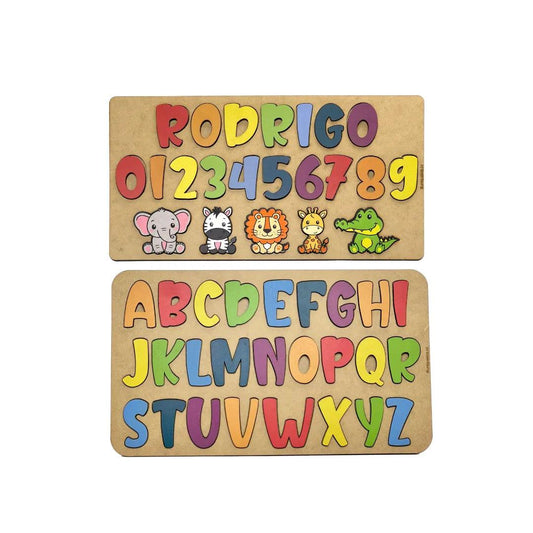 Conjunto Quebra-cabeça Nome Personalizado Com Animais E Números + Alfabeto - UniqueKids: Artigos Pedagógicos Personalizados
