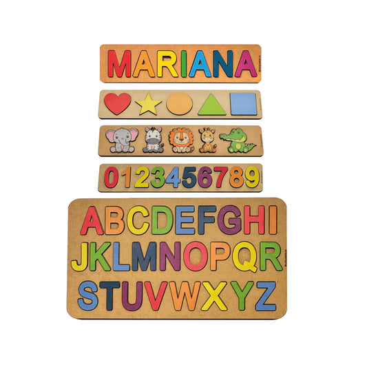 Combo UniqueKids (Forma): Nome + Alfabeto + Números + Formas + Animais