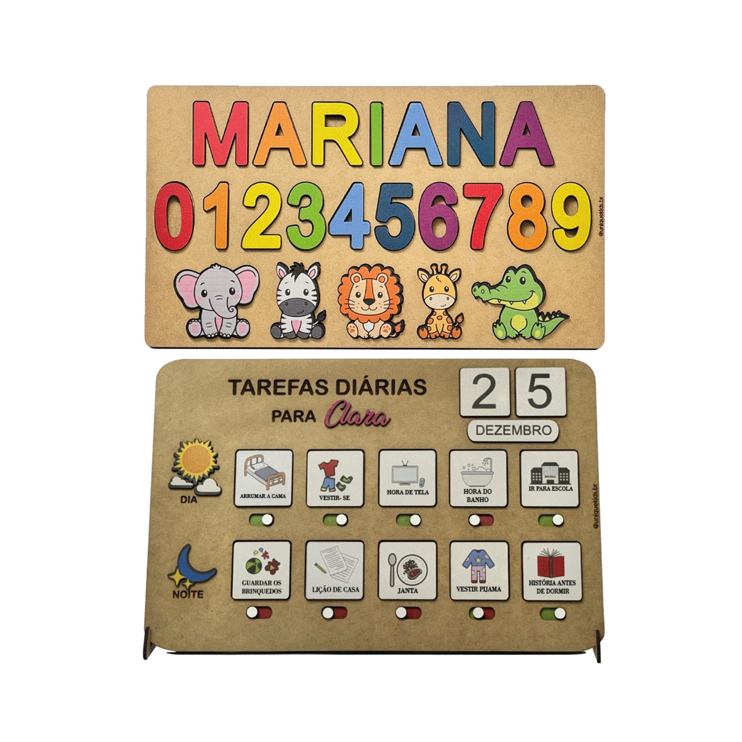 Combo Tarefas diárias + Nome com números e animais (Forma)