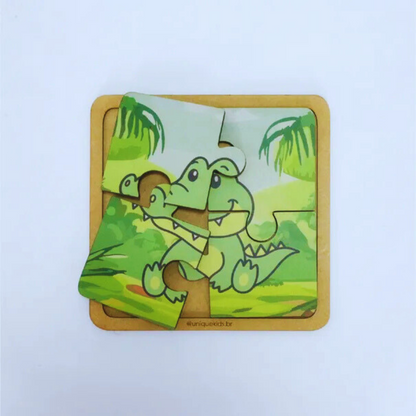 Combo Quebra-Cabeça 4 peças: 3 unidades (Girafa, Jacaré e Leão)