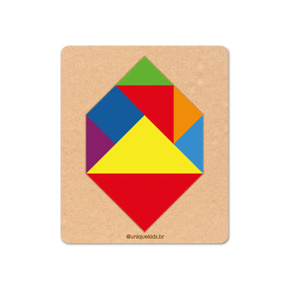 Combo Tangram: 4 unidades (Quadrado, Hexágono, Losango e Coração)