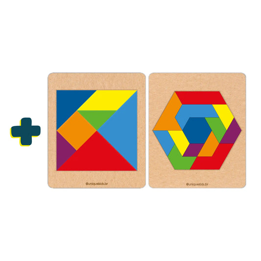 Combo Tangram: 2 unidades (Quadrado e Hexágono)