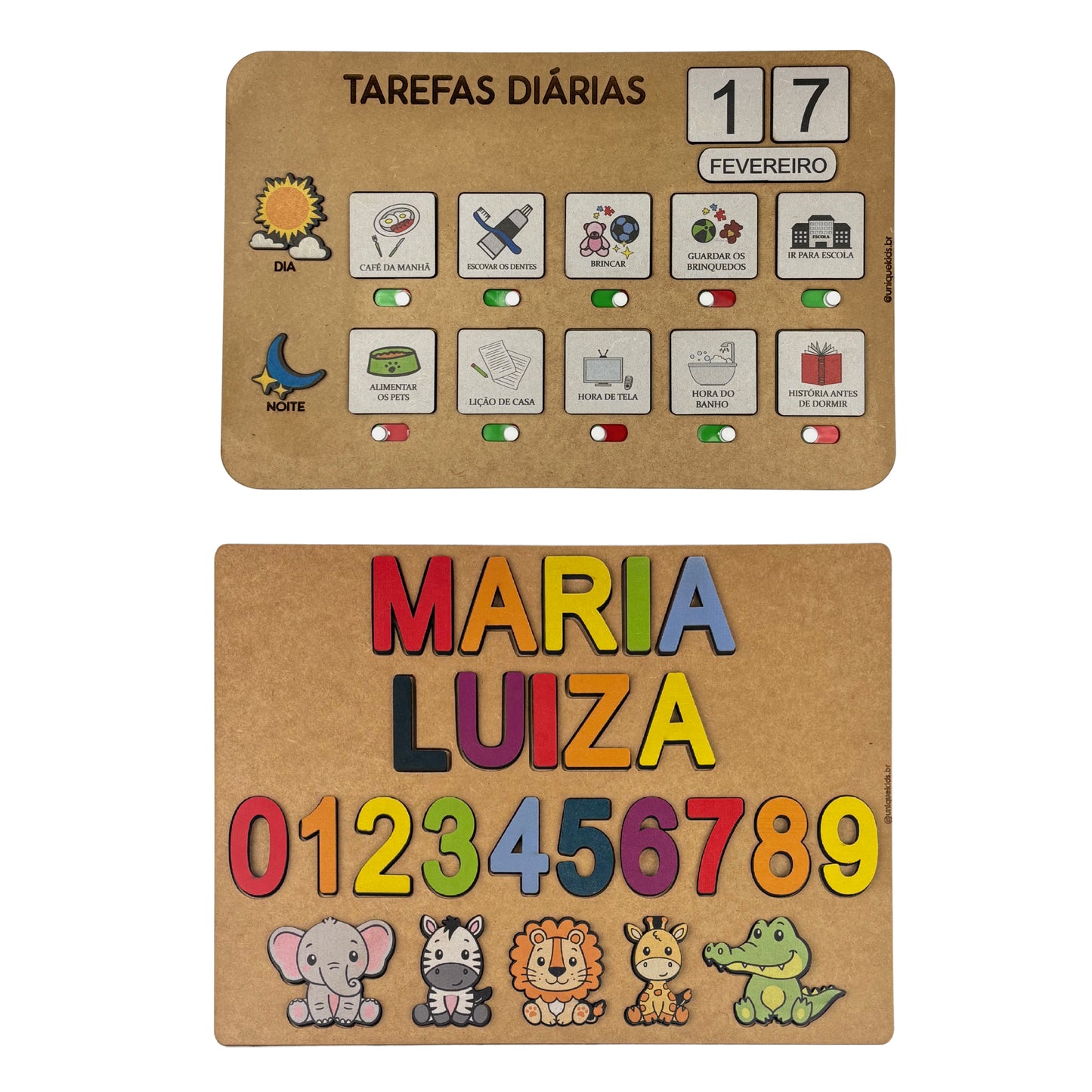 Combo Tarefas diárias + Nome Composto com números e animais (FORMA)
