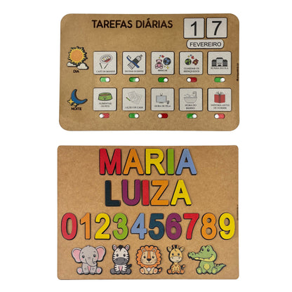 Combo Tarefas diárias + Nome Composto com números e animais (FORMA)