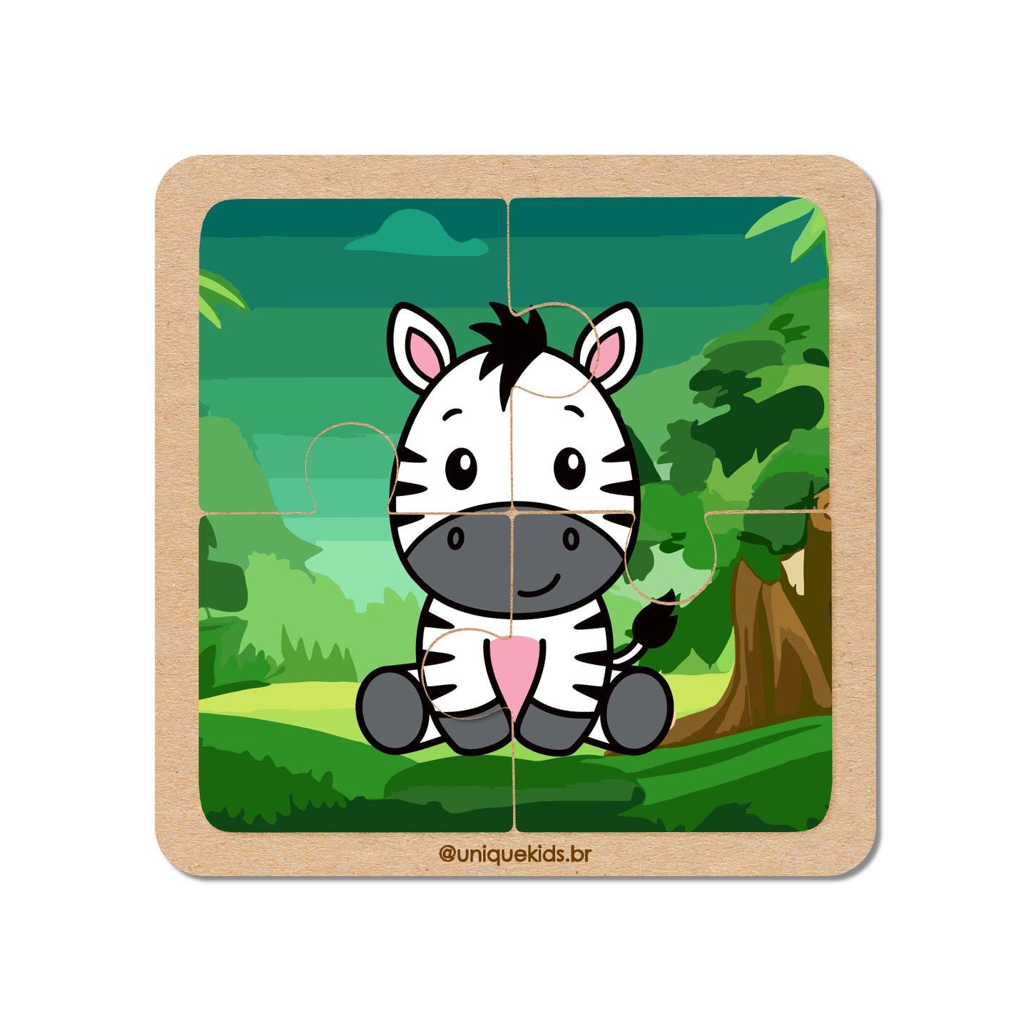 Combo Quebra-Cabeça 4 peças: 5 unidades (Hipopótamo, girafa, macaco, zebra e leão)