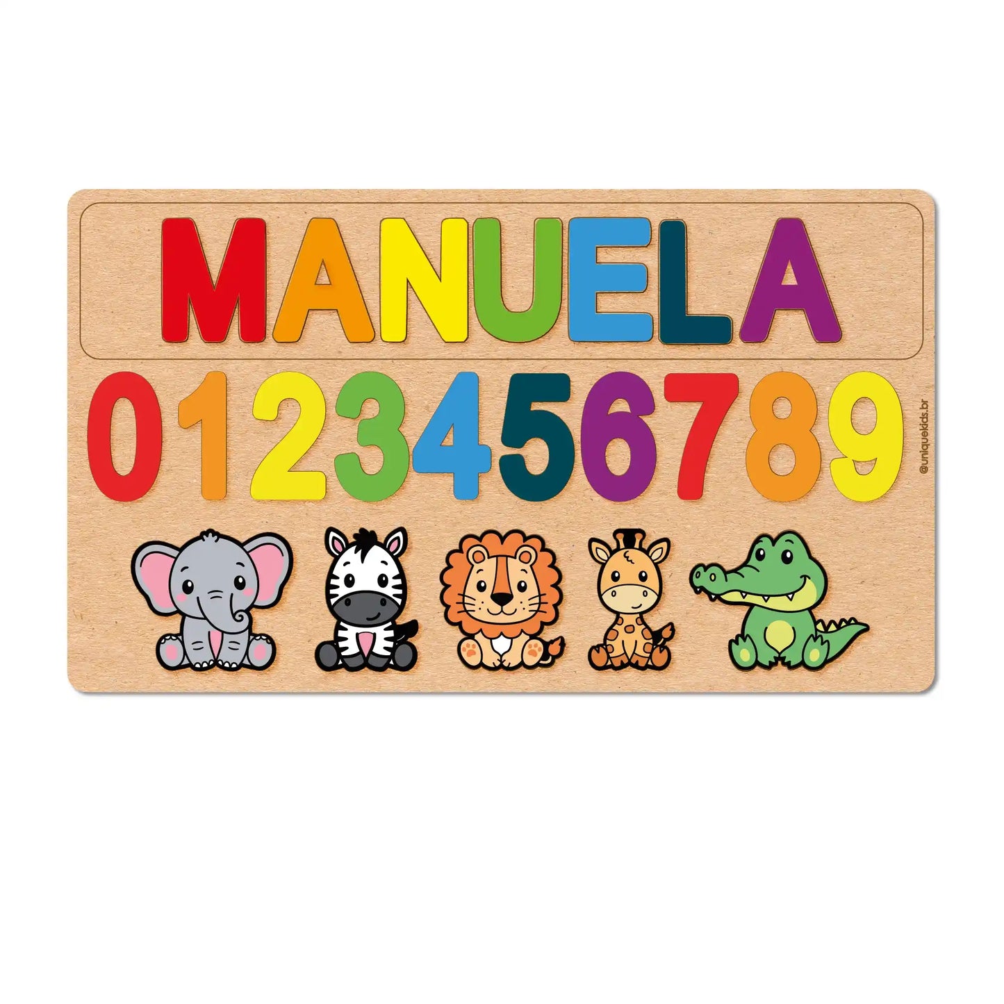 Quebra-Cabeça Personalizado com Nome, Números e Animais Educativo (FORMA)