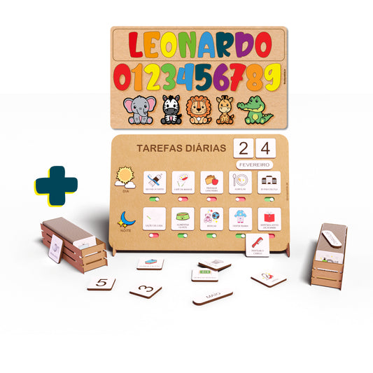 Combo Tarefas diárias + Nome com números e animais