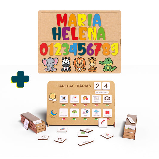 Combo Tarefas diárias + Nome Composto com números e animais
