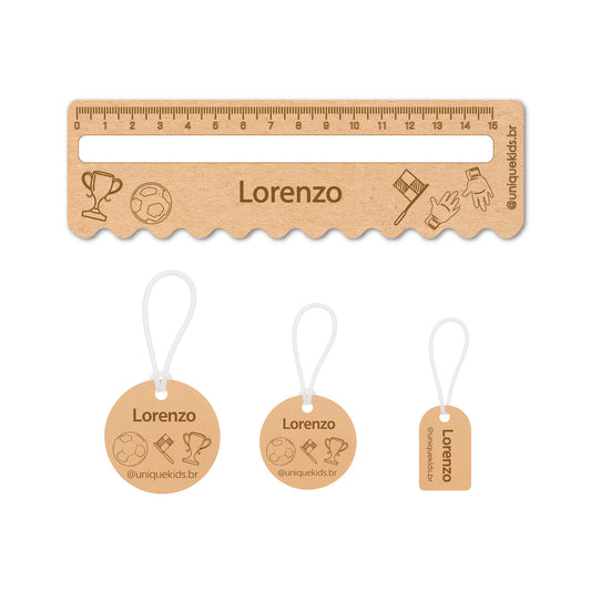 Tags para mochila + régua de leitura personalizada (Futebol)
